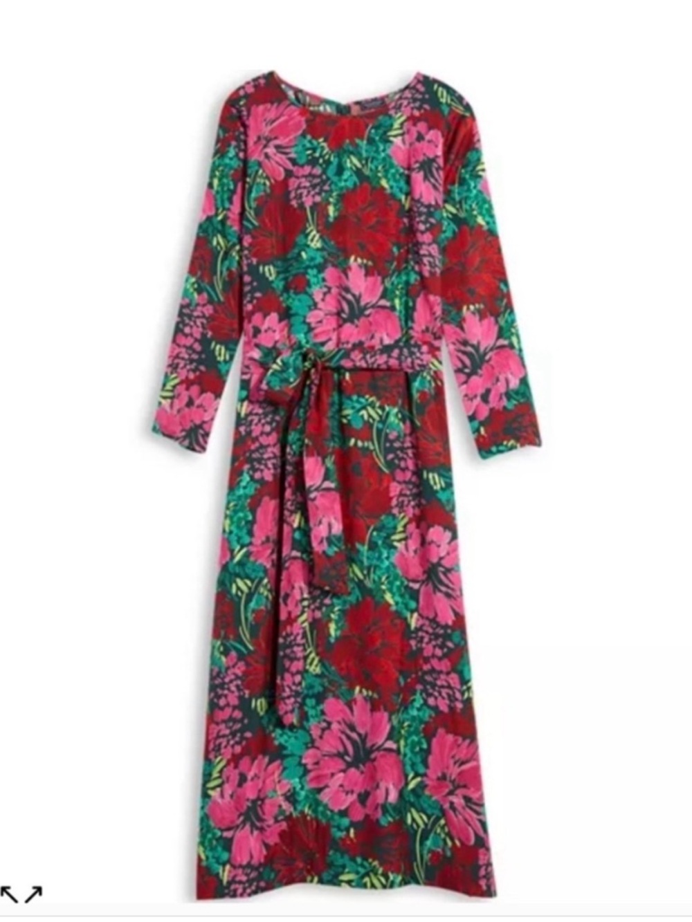 Vineyard Vines Long Sleeve Floral Maxi Dress in Pink, Red & Green
